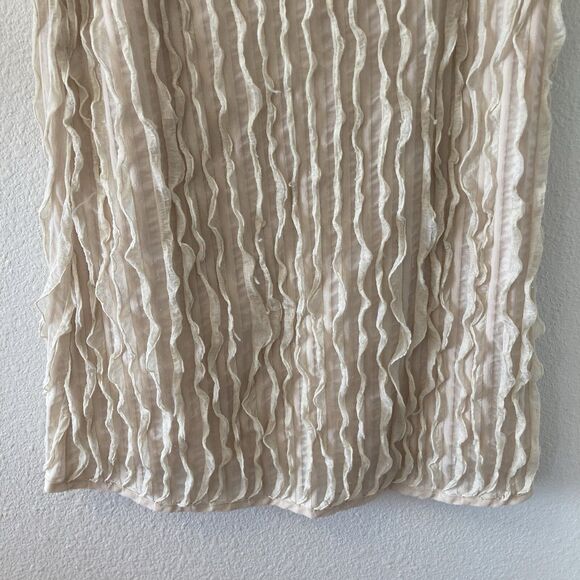 Forla Paris Women's Mini Dress Tan Floral Embellished Textured Shift Sz Sm Boho - Picture 6 of 16